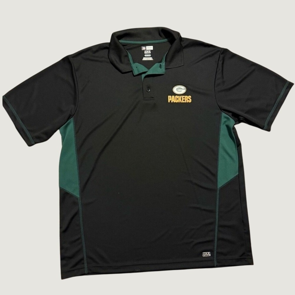 NFL Team Apparel Green Bay Packers Polo Shirt Mens XL Black TX3 Cool DAAW